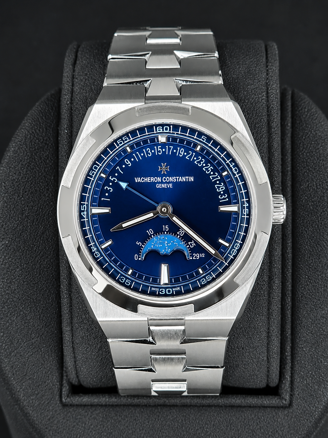 Vacheron Constantin Overseas Moon Phase Retrograde Date Stainless Steel / Blue