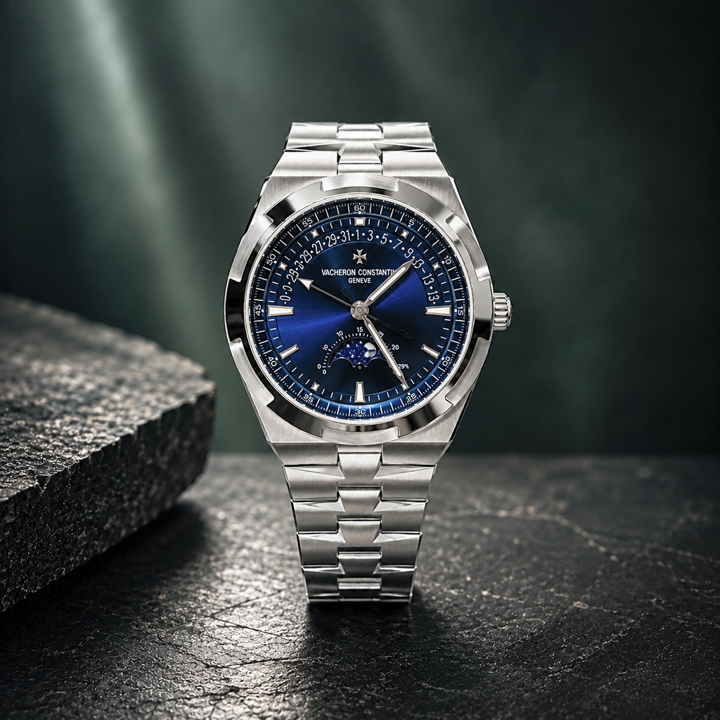 Vacheron Constantin Overseas Moon Phase Retrograde Date Stainless Steel / Blue