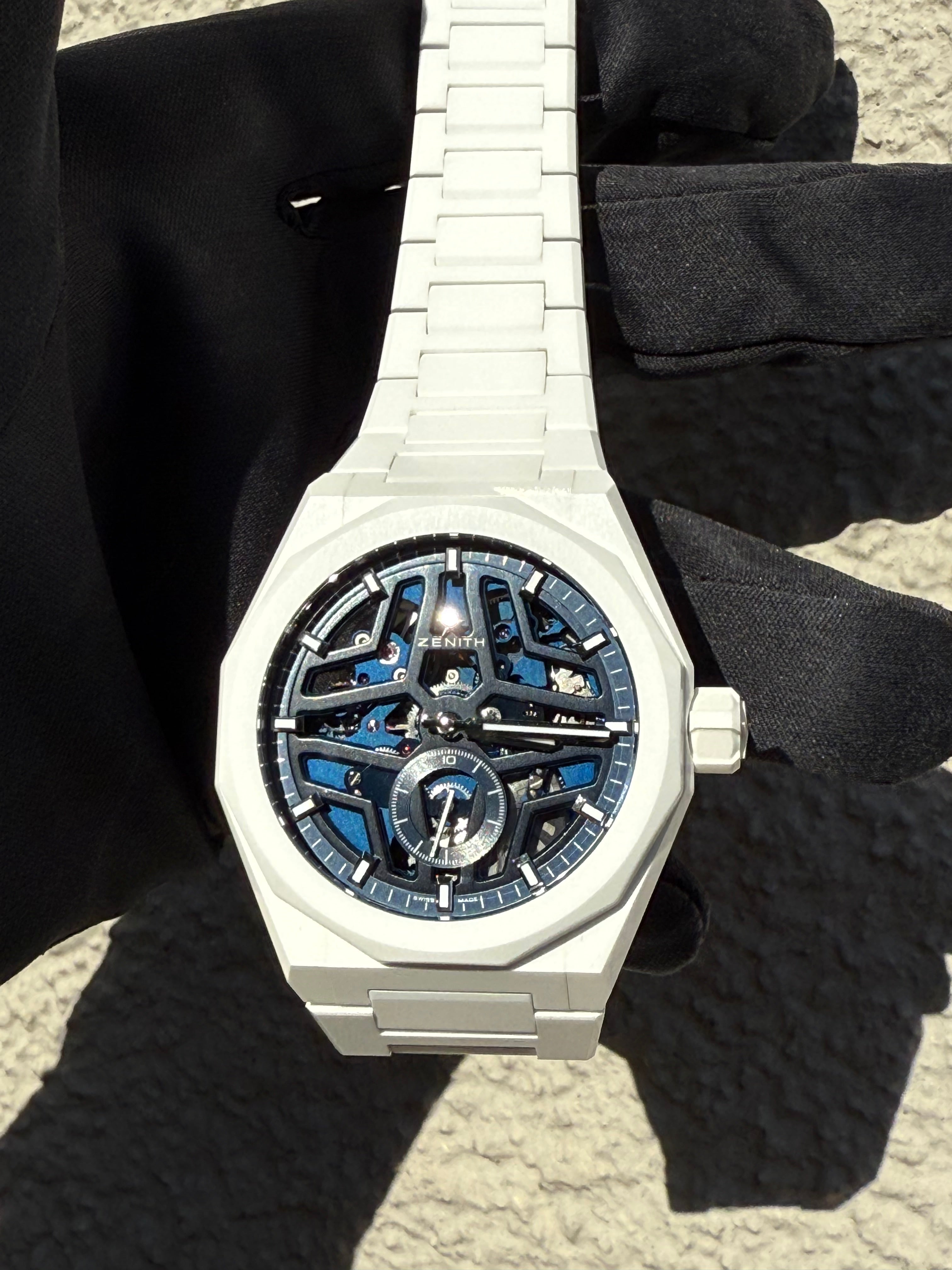 Zenith Defy Skyline Skeleton White Ceramic / Blue 49.9301.3620/79.I001