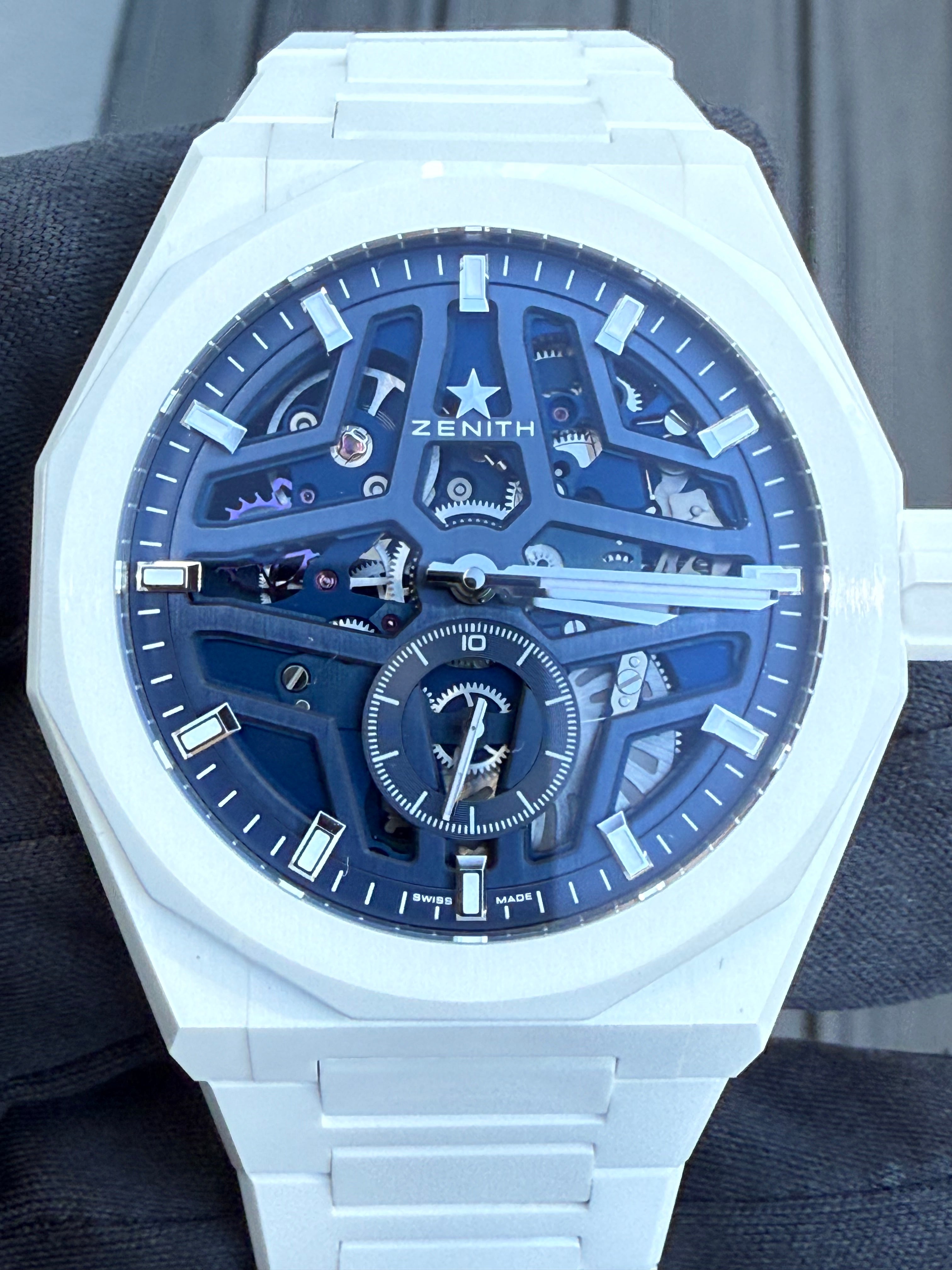 Zenith Defy Skyline Skeleton White Ceramic / Blue 49.9301.3620/79.I001