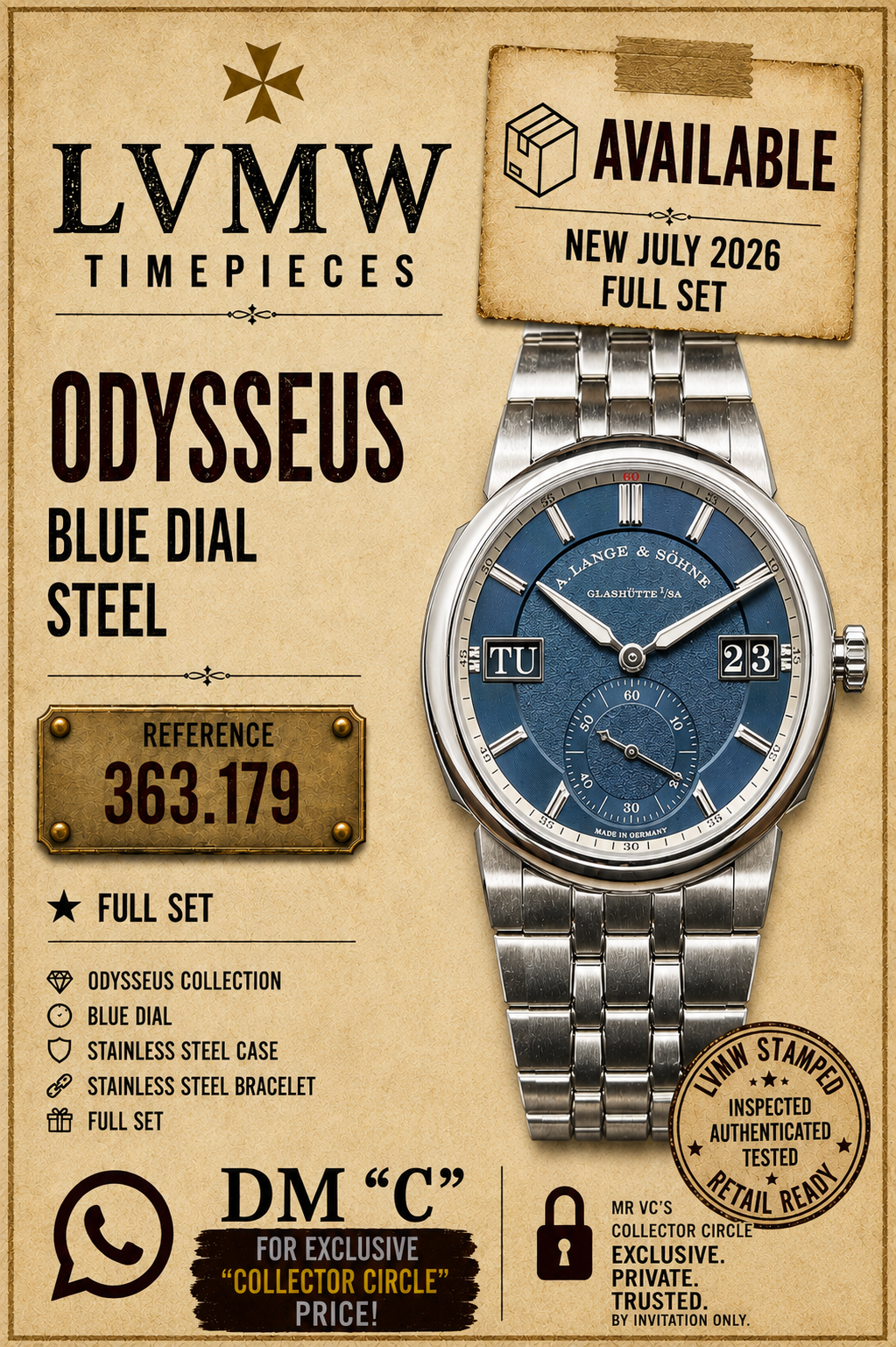 A. Lange & Söhne Odysseus Stainless Steel / Blue / Bracelet 363.179